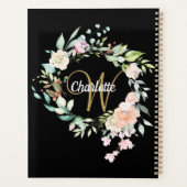 Roses Floral Script Monogramme Noir Or 2023 (Dos)
