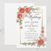 Roses floral Wedding Invitation (Devant / Derrière)