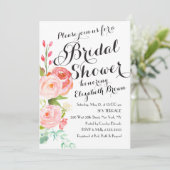 Roses floraux chic | Invitation de douche nuptiale (Debout devant)