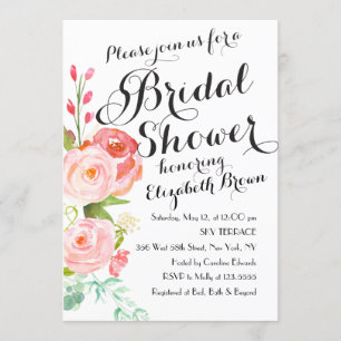 Roses floraux chic   Invitation de douche nuptiale
