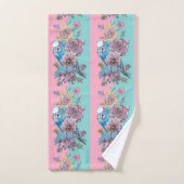 Roses floraux roses Budgie Bird Femmes Aqua rose (Serviette à main)