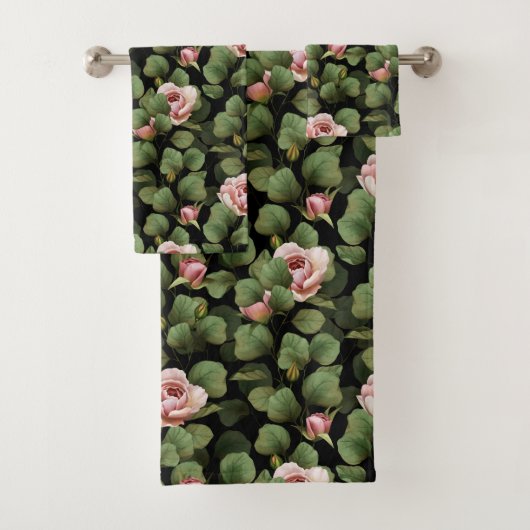 Roses fragiles. Motif floral sur noir (En situation)