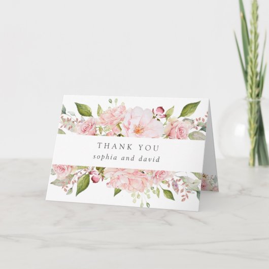 Roses généreux | Mariage floral Merci blanc (Devant)