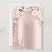 Roses Glitter Drips Roze Goud Bat Mitzvah  Kaart (Achterkant)