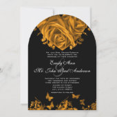 Roses Gold Heart & Papillons Faire-part de mariage (Devant)