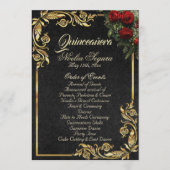Roses & Gold Leaves - Black Quinceanera Program Programma (Voorkant)