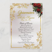 Roses & Gold Leaves - Pearl Quinceanera Program Programma (Voorkant)