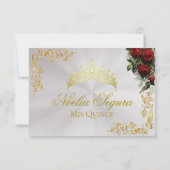 Roses & Gold Leaves - Pearl White RSVP (Dos)