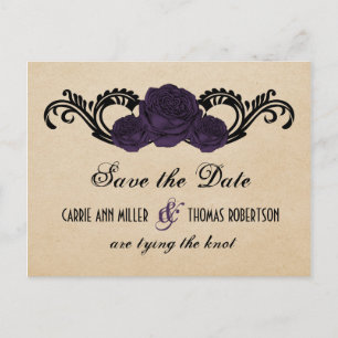 Roses gothique Swirl Enregistrer la date Carte pos