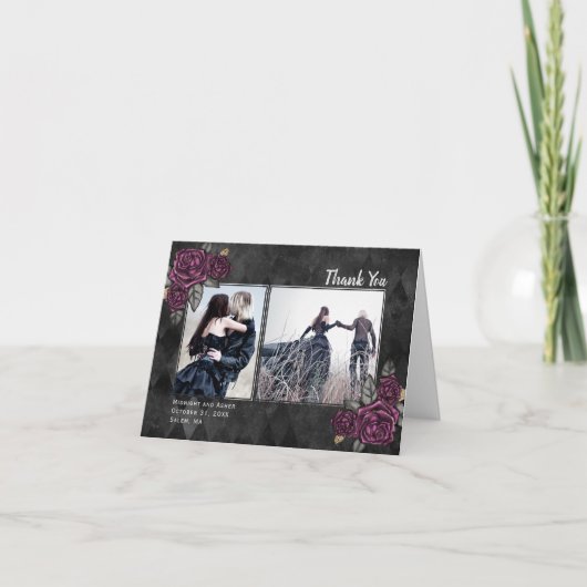 Roses gothiques 2 Photo Black Mariage Carte de rem (Devant)