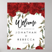 roses greenery bruiloft welkom poster (Voorkant)