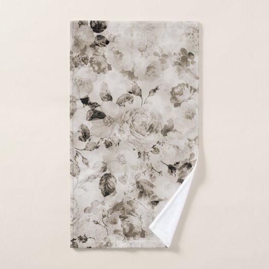 Roses gris blancs élégants minables vintages (Serviette à main)