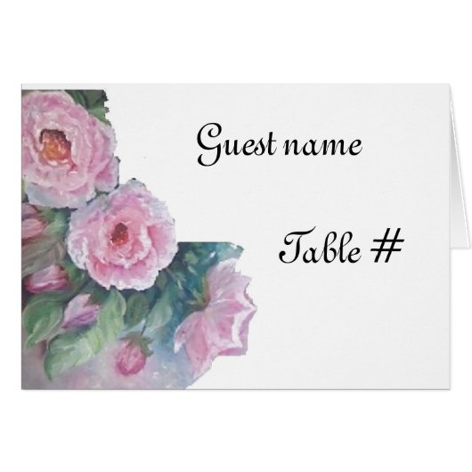 Roses grises - carte de table de mariage (Devant Horizontal)