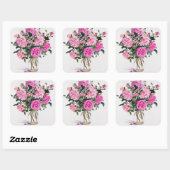 Roses in a Glass Jar Vierkante Sticker (Vel)