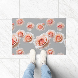 Roses In Shades Of Peach And Coral Scattered Deurmat