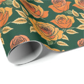 Roses In Various Shades Of Orange And Yellow  Cadeaupapier (Rol Hoek)