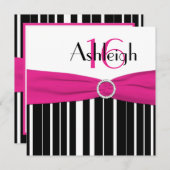 Roses indien, noir, 16ème invitation (Devant / Derrière)