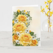 Roses jaunes avec carte de marguerites blanches (Fleur jaune)