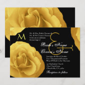 Roses jaunes Faire-part de mariage métallurgique (Devant / Derrière)