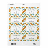 Roses Jaunes Fleurs Bleues Artisanat ou Étiquette  (Feuille entière)