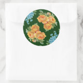 Roses Jaunes Fleurs Bleues sur Sticker Vert (Sac)