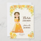 Roses Jaunes mignonne fille Haldi Invitation (Devant)