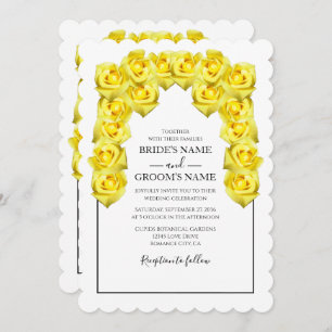 Roses Jaunes Rustiques Invitations de mariage
