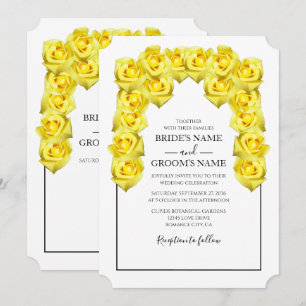 Roses Jaunes Rustiques Invitations de mariage