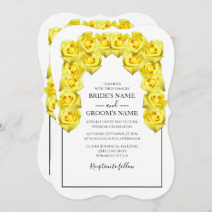 Roses Jaunes Rustiques Invitations de mariage