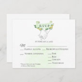 *~* Roses Jaunes tenant Mains Mariage RSVP (Devant / Derrière)