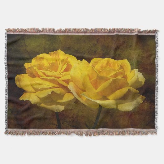 Roses Jaunes Texturées Jaune Jetez la couverture (Devant)