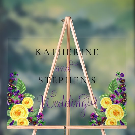 Roses jaunes | Violets Boho Floral Mariage (Neutre)