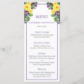 Roses jaunes | Violets Boho Floral Wedding Menu (Devant)