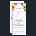 Roses jaunes | Violets Boho Floral Wedding Menu<br><div class="desc">Bouquet floral Boho avec roses jaunes et violets violets et c'est la base de ce design floral en cascade avec texte de script violet.</div>