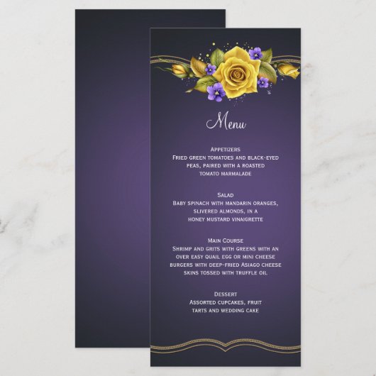 Roses Jaunes Violets Violets violets Gold Menu (Devant / Derrière)