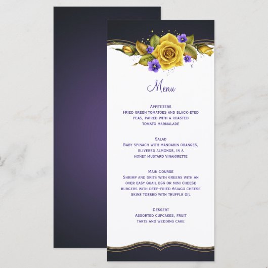 Roses Jaunes Violets Violets violets Gold Menu (Devant / Derrière)