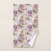 Roses Lilac sur marbre d'or antique (Serviette à main)