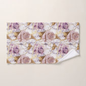 Roses Lilac sur marbre d'or antique (Serviette à main)