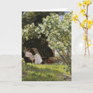 Roses. Marie Krøyer seated in the deckchair Kaart