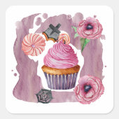 Roses met Gâteau Halloween Vierkante Sticker (Voorkant)