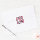 Roses met Gâteau Halloween Vierkante Sticker (Envelop)