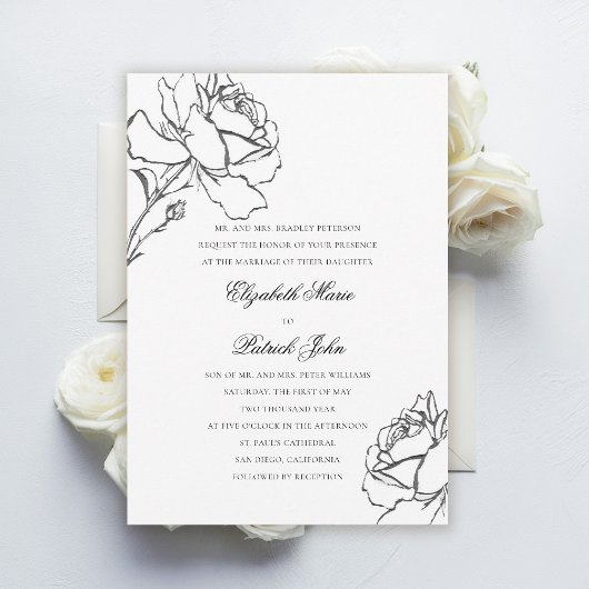Roses Modern Classic Formal Parents Host Wedding Kaart