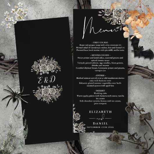 Roses Noires Et Blanches Menu Floral De Mariage Go