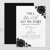 Roses noires gothique Invitation de mariage (Devant / Derrière)