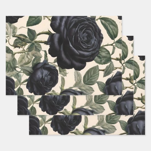 Roses Noirs Et Feuilles Verts, (Lot)