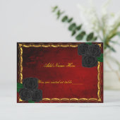 Roses noirs gothiques sang rouge Mariage Carte Pla (Debout devant)