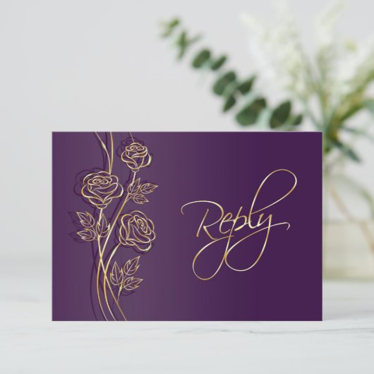 Roses or sur mariage violet RSVP (Debout devant)