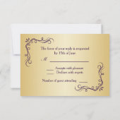 Roses or sur mariage violet RSVP (Dos)