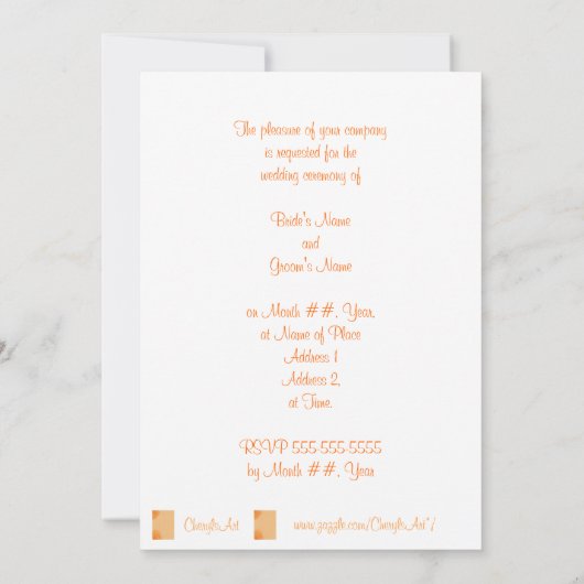 Roses Orange Faded, Invitations De Mariage Personn (Dos)