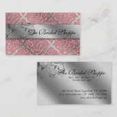 Roses pâles florales de damassé de carte de visite (Devant / Derrière)